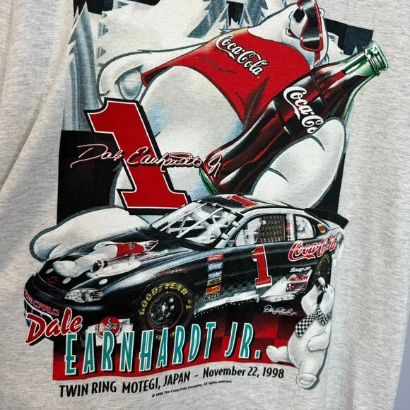 Vtg 90s Dale Earnhardt Jr Coca Cola Racing Shirt Polar Bear L New - Picture 2 of 12